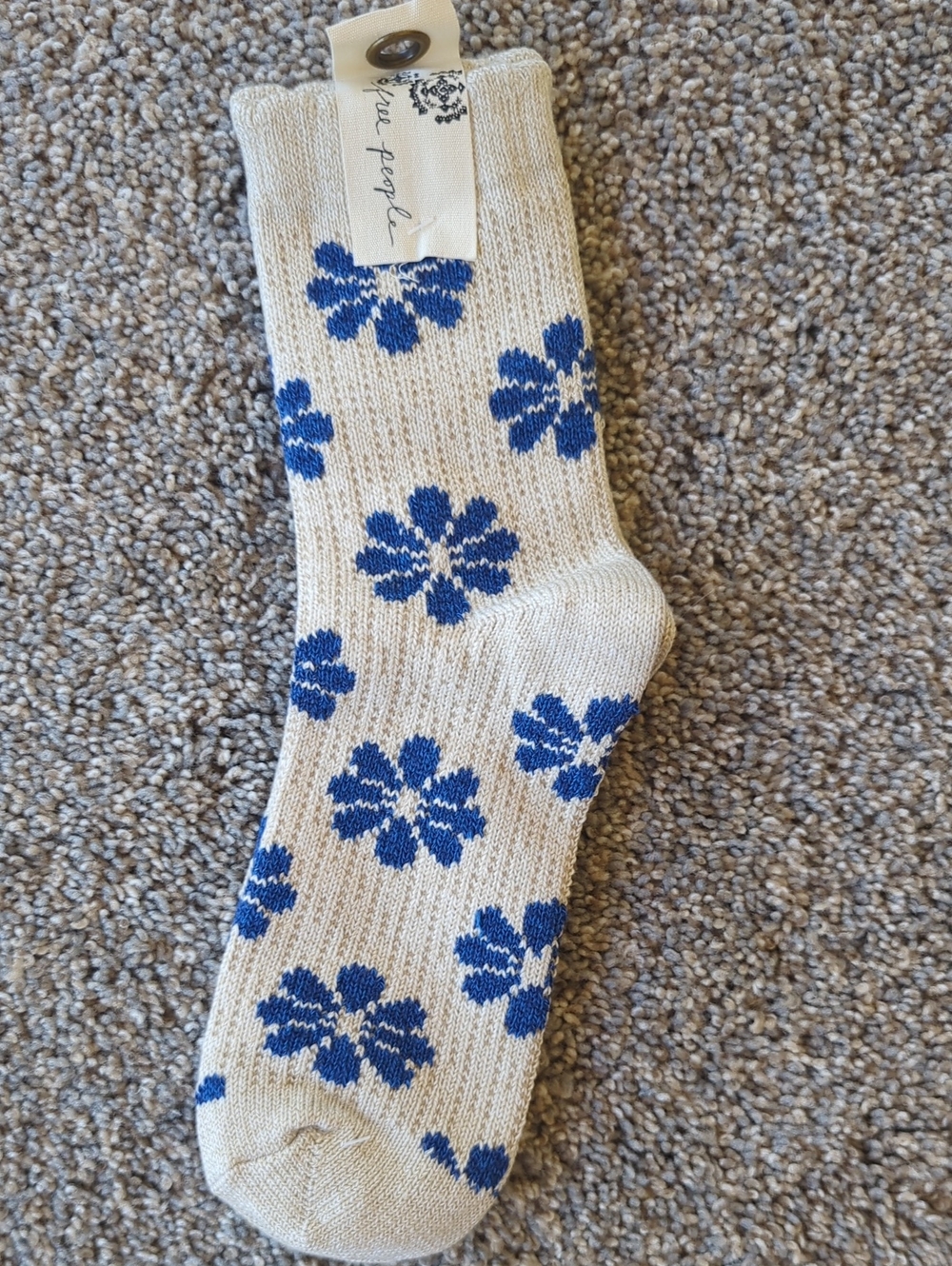 Free People Bloom Socks - Blue Flower LAST ONE